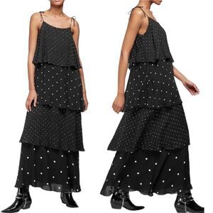 NWT Anine Bing Daisy Tiered Polka Dot Chiffon Maxi Dress M